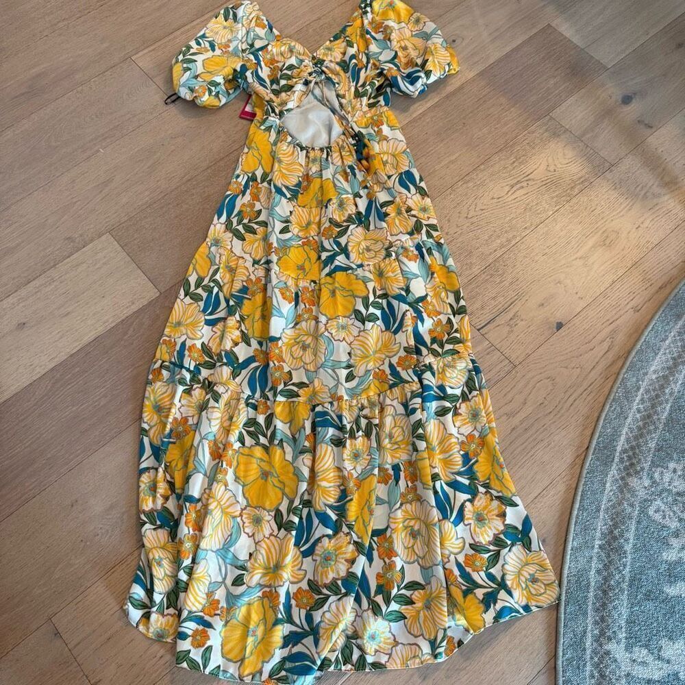 $168 Vince Camuto V-Neck Short Sleeve Floral Maxi Dress size 8 m9 - Picture 5 of 5